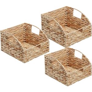 Juego de 3 cestas de almacenamiento de ratán y jacinto de agua tejidas a mano estilo bohemio, organizador de decoración para el hogar, exportación directa de Vietnam - Product Image 6