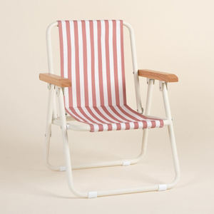 เก้าอี้ผ้าใบสไตล์วินเทจแบบพกพาขนาดเล็กสำหรับเด็กเก้าอี้ชายหาดแบบพับได้สำหรับเด็กใช้ในสวนตั้งแคมป์พร้อมที่วางแขนทำจากไม้ - Product Image 2