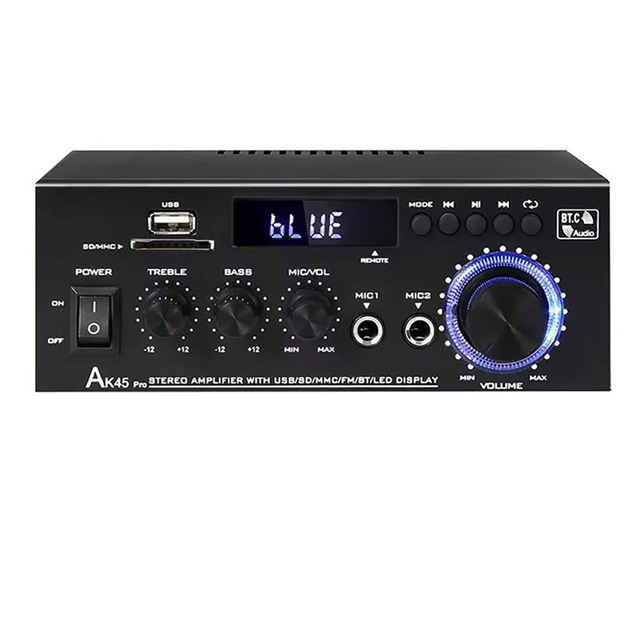 2 Channel HiFi USB Audio Amp FM SD Mic Input 90W Peak Digital 5.0 High Power Amplifier for Metal for Home Car Karaoke