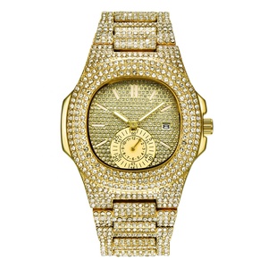 Top Brand Square Waterproof Quartz Bling Hip Hop Iced Out <strong>Watches</strong> Full Diamond Golden <strong>Watch</strong> Men Montre <strong>Diamant</strong> - Product Image 2