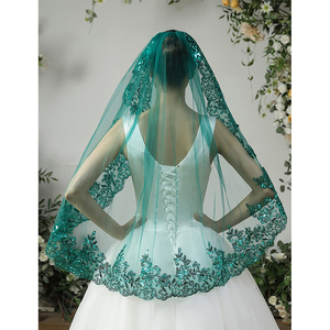 Veli da <span class=keywords><strong>Sposa</strong></span> |   Copricapo da <span class=keywords><strong>sposa</strong></span> <span class=keywords><strong>in</strong></span> pizzo glitterato con paillettes dorate con pettine |   Velo Lungo Multicolore con Bordo <span class=keywords><strong>in</strong></span> Pizzo Lunghezza Vita per <span class=keywords><strong>Sposa</strong></span> - Product Image 3