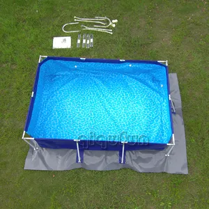 Küçük boyutlu taşınabilir Metal yapı iskeletli yüzme havuzu yuvarlak çelik çerçeveli havuz açık havada