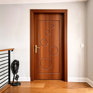 Puerta interior de madera maciza curvada de lujo moderna GA-25L con ranura circular. - Product Image 2