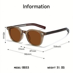 Nouvelles Lunettes de Soleil Rondes Polarisées UV400 TR90 Tendance 2025 avec Monture à Broche pour Hommes et Femmes - Product Image 4