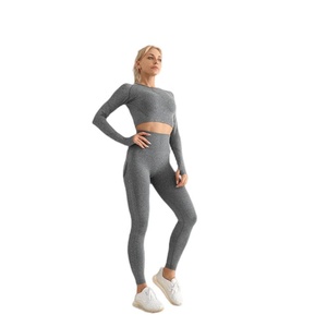 Conjunto de 2 Piezas de Shorts de Yoga para Mujer, Tallas Grandes, Personalizado, Alta Elasticidad, Moldeador, Sexy, Sin Costuras, Transpirable, Tejido, Sin Mangas, Ligero - Product Image 3