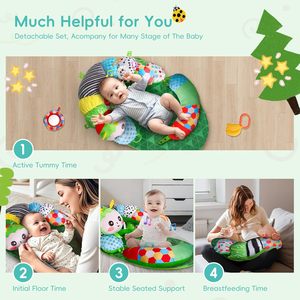 2-in-1 Tummy Time Mat et oreiller <span class=keywords><strong>de</strong></span> soutien assis pour les nouveau-nés et les bébés plus âgés avec oreiller <span class=keywords><strong>de</strong></span> soutien détachable et jouets - Product Image 5
