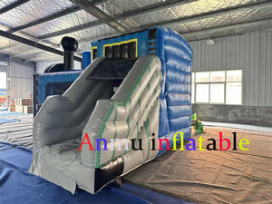 Vendita all'ingrosso di Castello Gonfiabile Blu, Letto Gonfiabile in PVC <span class=keywords><strong>Thomas</strong></span> il Trenino con Scivolo - Product Image 6
