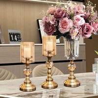 Porte-bougie en cristal de style européen, luxe léger, fabriqué en Chine, fait main, vintage, pièce décorative pour salon, romantique