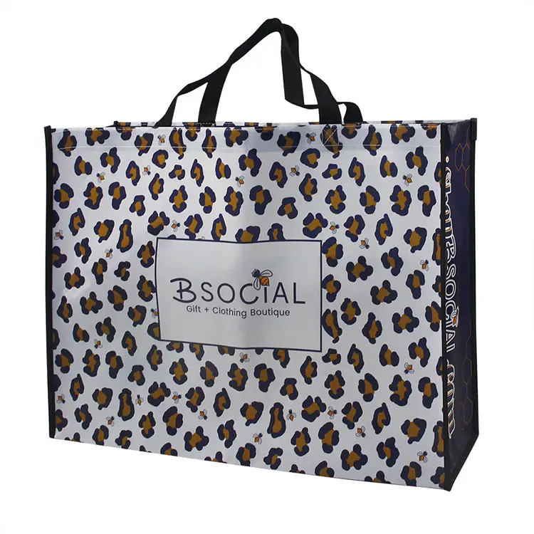 Custom Fashion Personalized Shopping Boutique Clothing Ladies Leopard Print Tote Non Woven Gift Packaging Bag