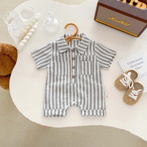 2025 edizione estiva in versione coreana <span class=keywords><strong>vestiti</strong></span> striscianti Casual da bambino tutina a righe da uomo - Product Image 6