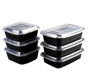 32オンス食事用プラスチック容器2 3コンパートメント食品包装箱プラスチック使い捨て弁当箱電子レンジ/冷凍庫 - Product Image 2