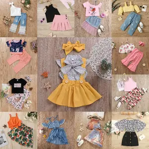 女の子の夏の衣装ぶら下げネックベストトップスデニムベルパンツファッション幼児女の子服セットキッズスーツ