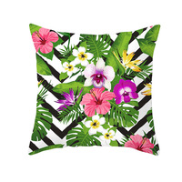 Housse de coussin décorative d'été, sublimation, feuilles vertes, motif floral, housse de coussin imprimée, housse de coussin décorative