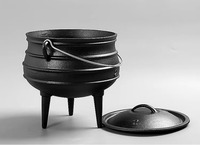 Marmite en fonte Shengri à trois pieds, faitout hollandais, pot de cuisson de camping avec couvercle, ustensile de cuisson extérieur pour ragoûts et soupes africaines