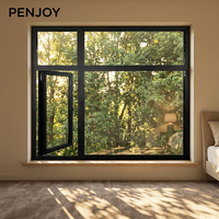 Fenêtre à battant en aluminium PNEJOY, ouverture vers l'extérieur, double vitrage, triple vitrage, rupture de pont thermique, écoénergétique pour maison