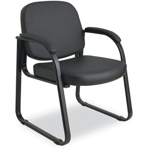 Chaise d'appoint Alera Genaro Series 25'' x 24,80'' x 33,66'' en similicuir noir à dossier semi-haut avec base en forme de traîneau et base de dossier noire - Product Image 4