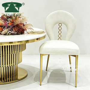 Sillas de Comedor Comerciales de Acero Inoxidable Dorado con Patas y Terciopelo Blanco para Hotel y Sala de Estar, Diseño Moderno - Product Image 2