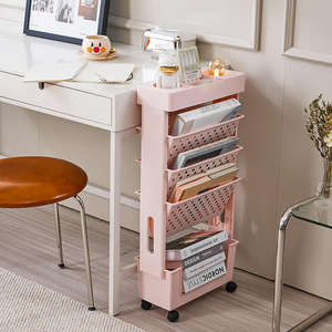 Étagère de rangement multi-niveaux à grande capacité avec roulettes, bibliothèque mobile pour le bureau - Product Image 3