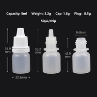 Flacons compte-gouttes miniatures en plastique de 5 ml, 8 ml, 10 ml, 15 ml, flacons compressibles vides avec bouchons colorés pour les gouttes pour les yeux, les liquides de laboratoire