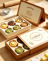 Boîte cadeau à tiroir coulissant personnalisée avec logo, couvercle imprimé vintage, insert prédécoupé de qualité alimentaire pour biscuits et emballages cadeaux alimentaires