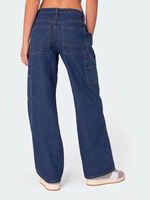 Pantalons larges et droits pour femmes européennes et américaines, double genouillère, micro-lar cargo, jeans décontractés