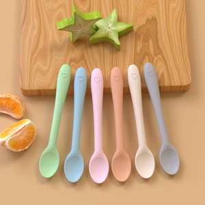 Juego de Cucharas de Silicona de Grado Alimenticio para Bebés, Sin BPA, Ecológicas, Diseño Moderno, Punta Suave, Cubiertos para la Hora de Comer de Niños Pequeños - Product Image 2