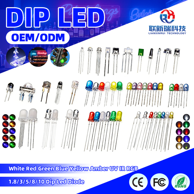 Super Flux 5mm 3mm Flat Piranha LED Lamp Single Tri- and Four-Chip Models in Red Amber Green Blue for Automotive Lights
