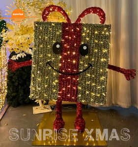 China amanecer al por mayor gran caja de regalo de Navidad al aire libre decoración ligera adornos motivo Luz Decoración de Navidad caja de regalo - Product Image 5