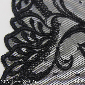 Passamaneria in pizzo ricamato marrone cioccolato 20 cm, pizzo floreale ricamato, tessuto in pizzo nero <span class=keywords><strong>con</strong></span> pois per decorazione abiti da donna - Product Image 3
