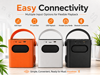 Enceinte Karaoké Portable avec 2 Micros Sans Fil, Audio Sans Fil, Sortie CA, Double Chargement USB et Stockage d'Énergie Intégré