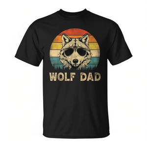 <b>Wolf</b> Dad Vintage <b>T</b>-<b>Shirt</b> Short Sleeve Crew Neck Unisex Adult Promotional Gift - Product Image 2