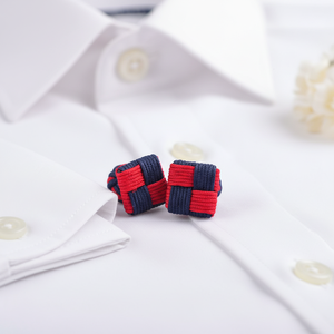 Mancuernillas de Seda de Dos Tonos con Nudo Cuadrado para Hombre, para Trajes, Camisas, Bodas, Aniversarios, Compromisos, Fiestas, Regalo - Product Image 2