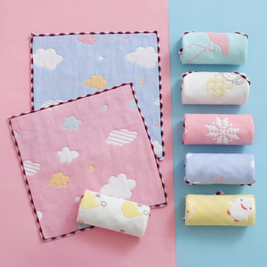 Lingettes en coton pour bébé Jianmu 25x25 cm avec bordure jacquard, serviettes pour nourrissons - Product Image 1