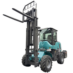 Chariot élévateur tout terrain 3.5t à quatre roues motrices Chariot élévateur tout-terrain à quatre cylindres pelleter les briques de <span class=keywords><strong>fourche</strong></span> en béton sur le site. - Product Image 1
