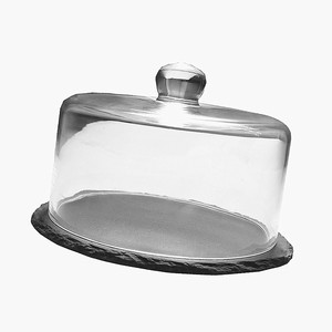 Pedido por correo Producto de Navidad Venta caliente Venta superior Cúpula de <span class=keywords><strong>vidrio</strong></span> Tablero de queso de <span class=keywords><strong>pizarra</strong></span> redonda <span class=keywords><strong>negra</strong></span> y plato para fiesta en casa - Product Image 5
