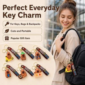 Porte-clés en plastique Capybara mignon, pendentif animal de dessin animé, porte-clés 3D en PVC souple, accessoire de sac et de voiture, cadeau - Product Image 4