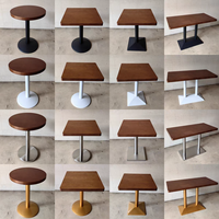 Table de restaurant commerciale, table de bistrot, plateau en bois, base en métal, table de café, ronde, carrée, rectangulaire, plusieurs tailles disponibles