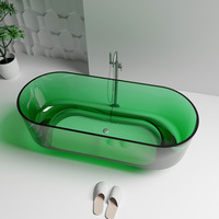 Bak mandi berdiri bebas disesuaikan transparan warna hitam abu-abu bak mandi kamar mandi permukaan padat bening Resin batu bak mandi