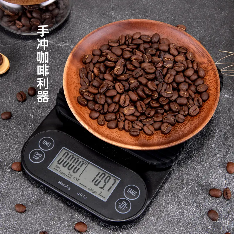 뜨거운 판매 단위 용기 기능 3kg/0.1g 커피 저울 전자 커피 무게 타이머 저울