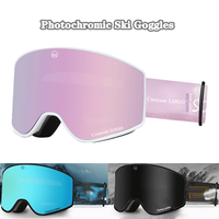 Lunettes de sport d'hiver en gros, masques de ski personnalisables avec logo, unisexe, monture intégrale, double couche anti-buée, photochromiques