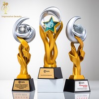 Trofeo de Cristal Artificial Dorado Personalizado con Grabado Interior, Impresión a Color y Grabado para Personal Destacado, Reunión Anual de Equipo