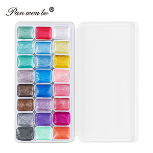 Ensemble de peinture <span class=keywords><strong>aquarelle</strong></span> miniature Panwenbo, 24 couleurs, peinture <span class=keywords><strong>aquarelle</strong></span> métallisée, peinture <span class=keywords><strong>aquarelle</strong></span> scintillante perlée solide pour adultes, enfants, débutants, artistes - Product Image 1