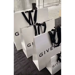 Bán buôn bán lẻ biểu tượng tùy chỉnh nhỏ màu trắng đồ trang sức sang trọng quần áo paperbag ủng hộ cửa đám cưới Túi Quà Tặng giấy với Ribbon xử lý - Product Image 5