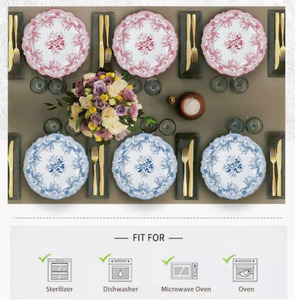 Vintage Green Black <b>Red</b> Floral Style Ceramic <b>Dinner</b> Plate <b>Sets</b> Decorative Plates for Wedding Events Wholesale Dinnerware <b>Sets</b> - Product Image 5