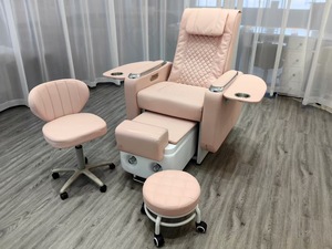 Fauteuil de pédicure électrique moderne pour salon, avec bassin à pieds LED 7 couleurs, design inclinable, drainage automatique sans tuyauterie - Product Image 3
