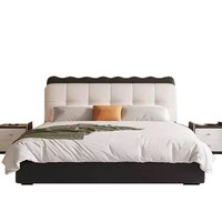 Lit de Luxe Minimaliste Populaire de Haute Qualité avec Cadre Rembourré en Cuir et Rangement Intégré pour Chambre Parentale - Vente en Gros