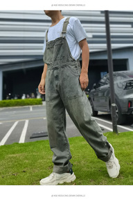 <span class=keywords><strong>Salopette</strong></span> en jean rétro américaine en coton pour hommes et femmes, <span class=keywords><strong>grande</strong></span> <span class=keywords><strong>taille</strong></span>, pantalon <span class=keywords><strong>de</strong></span> <span class=keywords><strong>travail</strong></span>, bretelles, coupe ample, streetwear, jean baggy à jambe large et droite - Product Image 4