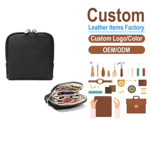 Genuine Leather Portable Layered Storage Pouch, Top Grain Cowhide Coin <b>Purse</b>, OEM/ODM Custom Factory, Jewelry Organizer Bag - Product Image 2