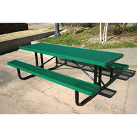 Mesa ADA de malla metálica portátil para restaurante al aire libre con Banco Rectangular con revestimiento termoplástico, mesa de Picnic para Discapacitados de 4 "6" o 8"