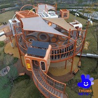 Aire de jeux modulaire extérieure avec structure métallique, toboggan tubulaire, tour d'escalade, pont en maille, équipement de parc pour enfants commercial, conception personnalisée OEM